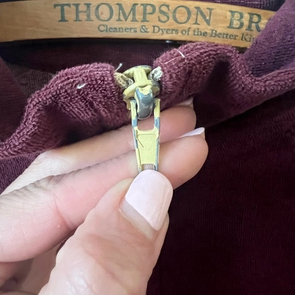 Vintage Velour Burgundy and Tan Track Jacket 1980’s 80’s Velour Sweatshirt - Picture 5 of 8